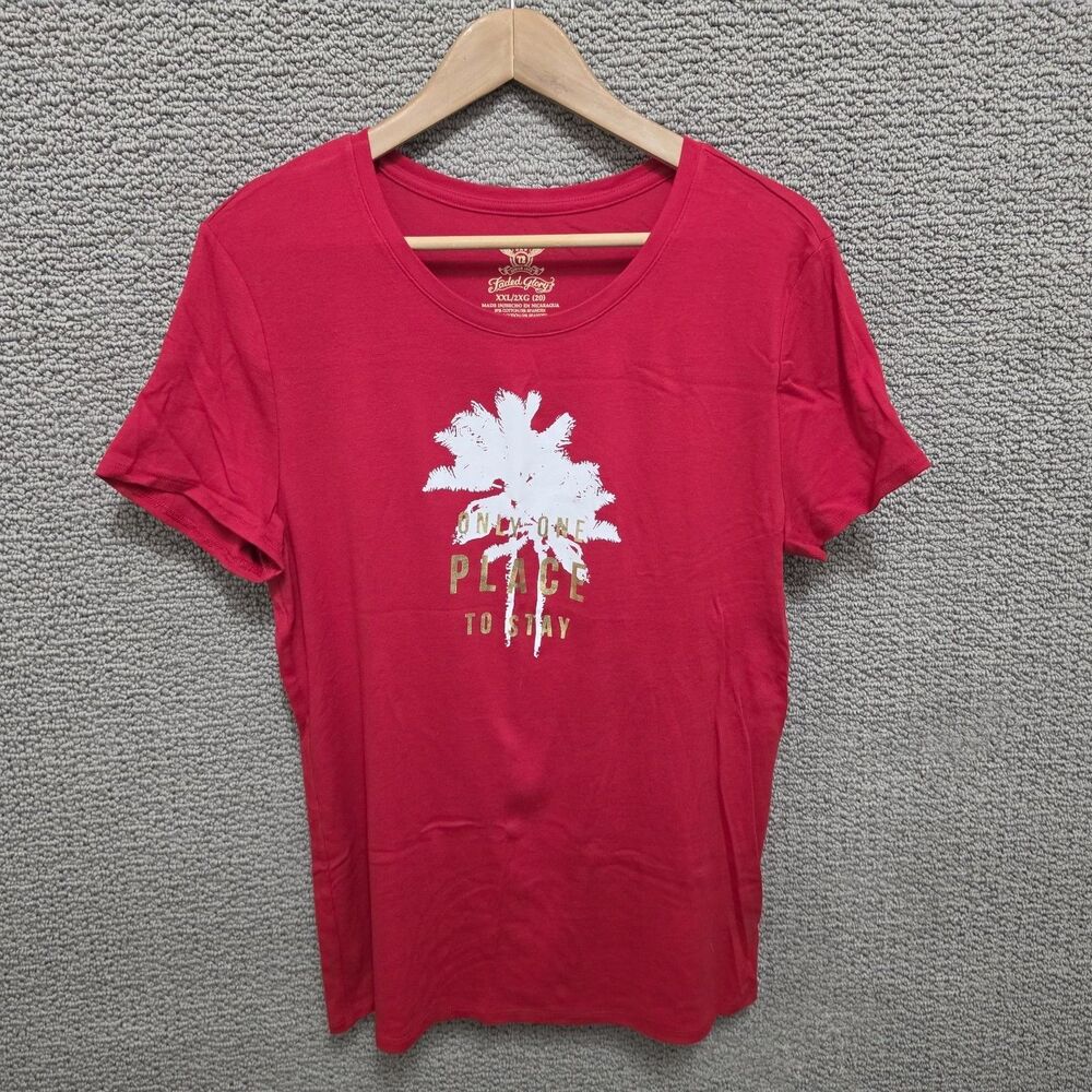 FADED GLORY WOMEN'S Red Peace Graphic Short Sleeve T-Shirt Size XXL